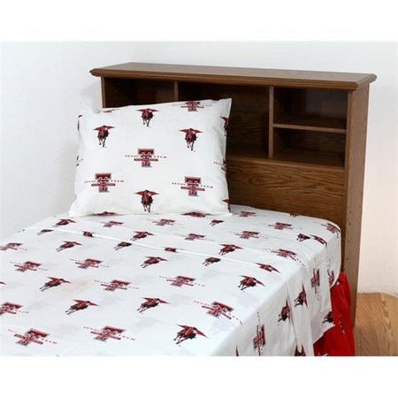 COLLEGE COVERS College Covers TTUSSTWW Texas Tech Printed Sheet Set Twin- White TTUSSTWW